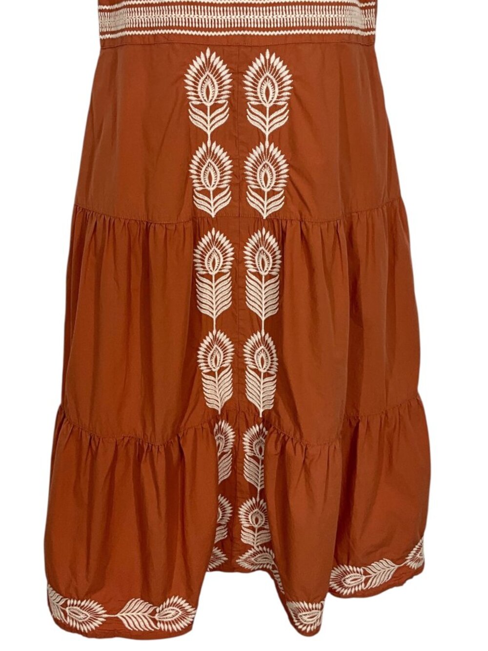 Bohme Siya Embroidered Dress S Orange Short Sleeve Midi Cottagecore - Picture 12 of 16
